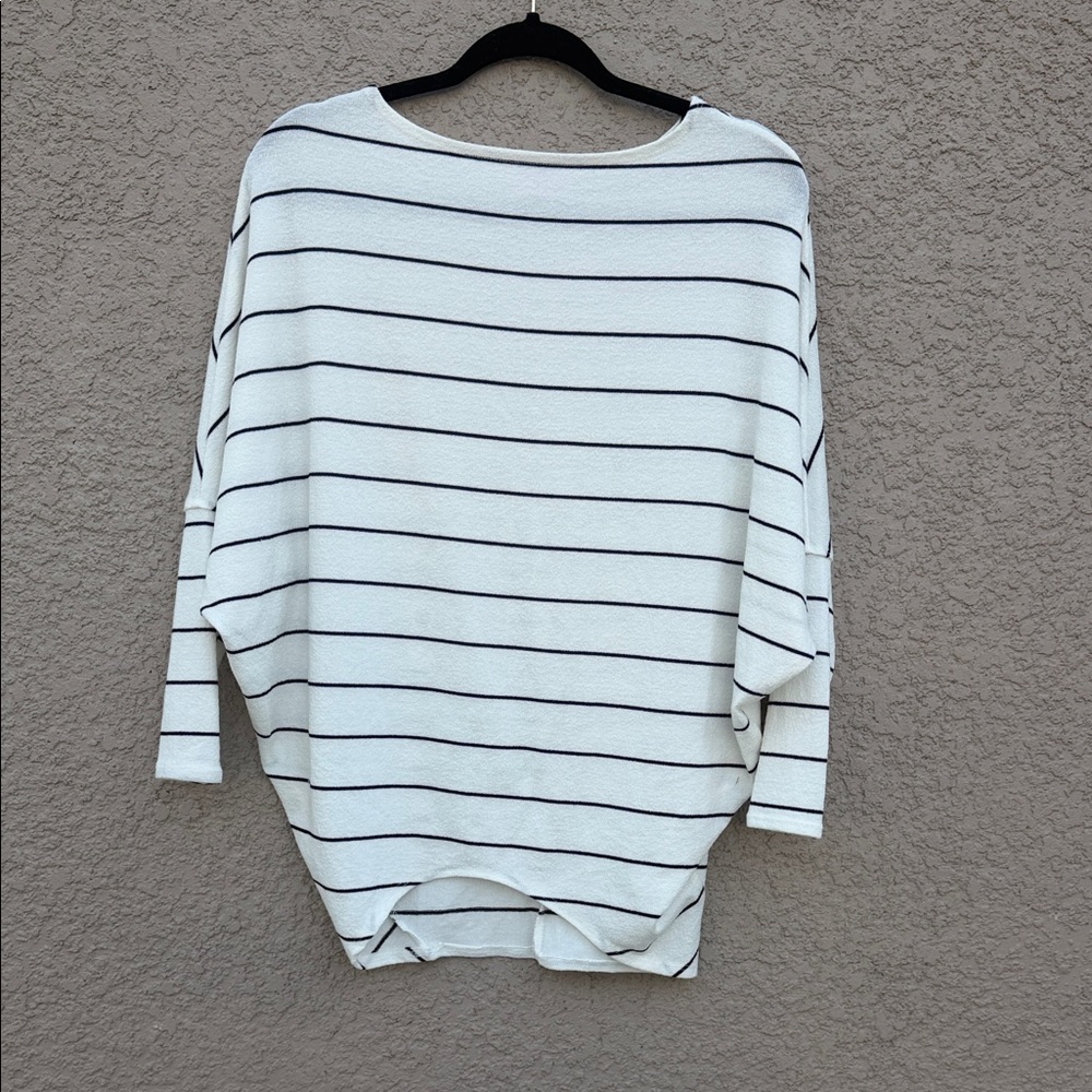 Striped White and Black Women's Sweatshirt